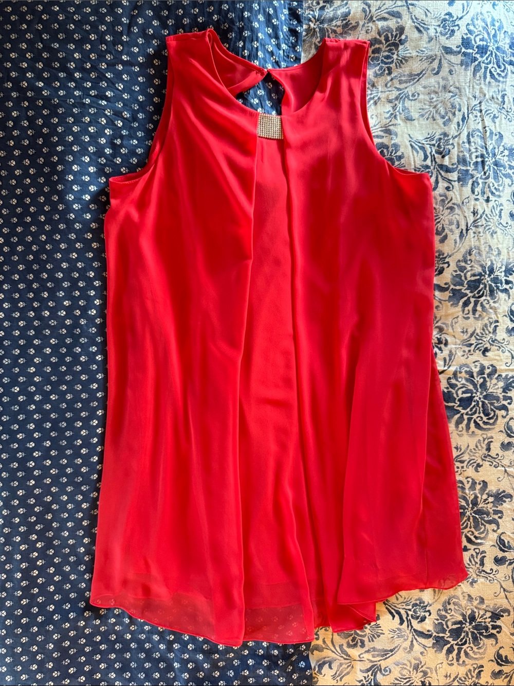 Chiffon Mini Dress with Rhinestone Detail
